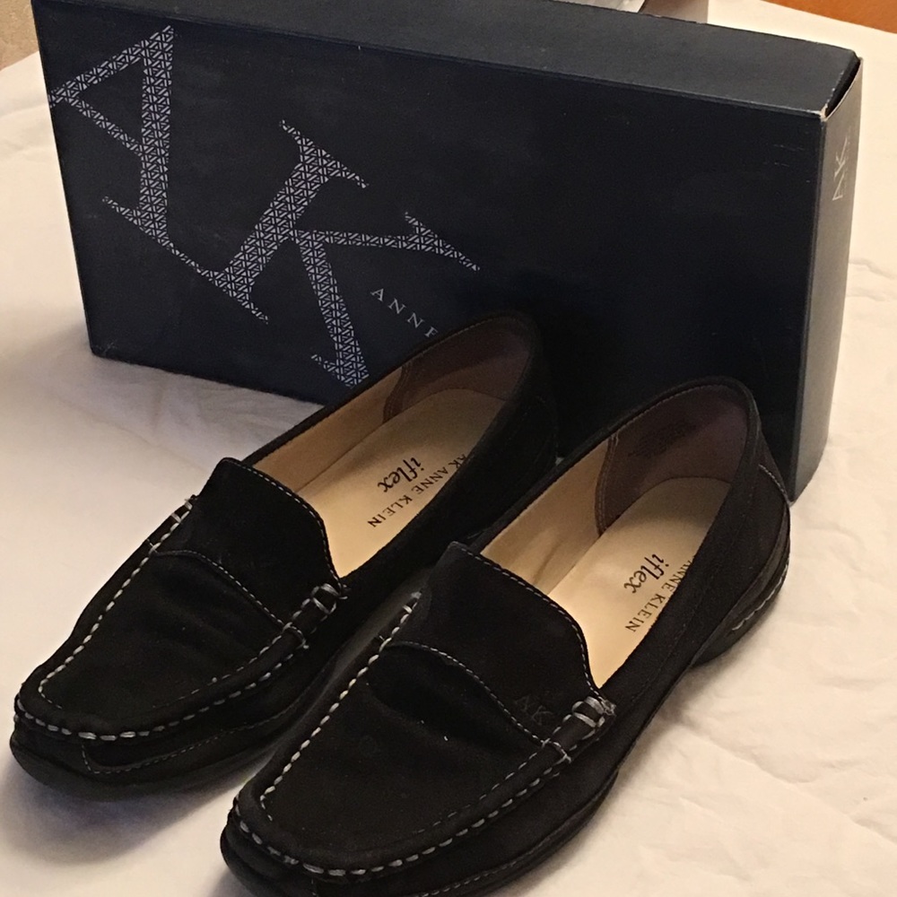 Black suede driving shoes